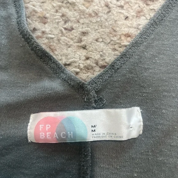 Free People gray Jumpsuit Beach Sleeveless Oversized Summer Casual pockets Sz M - Picture 6 of 9